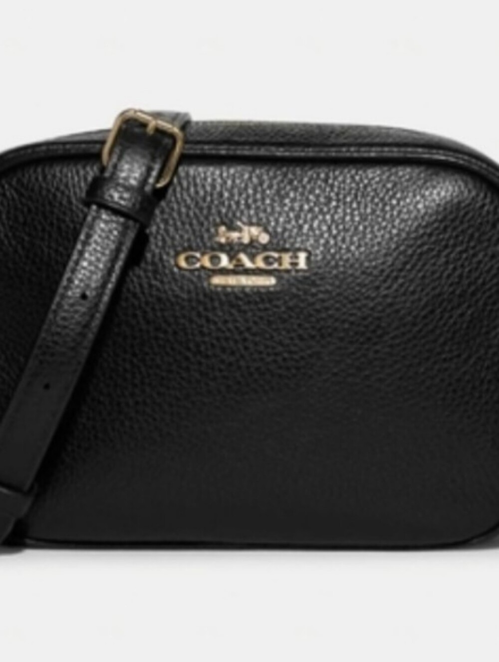 Coach Mini Jamie Camera Bag Black Pebbled Leather Gold Hardware